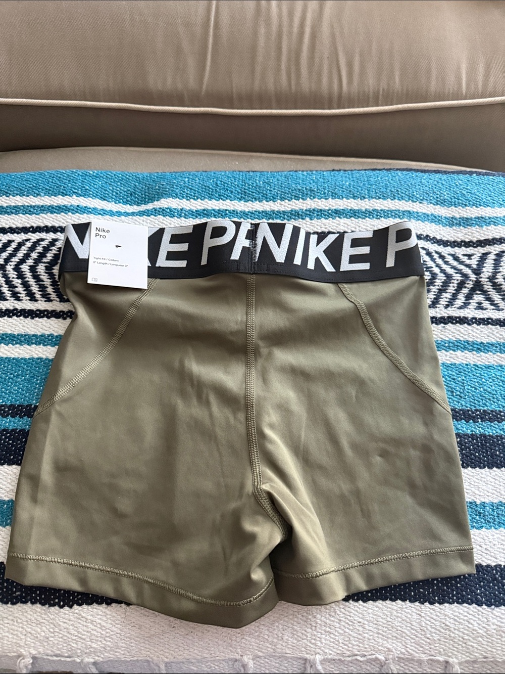 Nike Pro Olive Women's Bike Shorts with Contrast Waistband